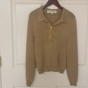 Steven Stolman Southampton  gold lurex metallic sweater / initial buttons-small